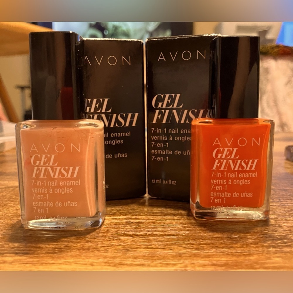 💅 2 Pc Set ORANGE YOU CRAZY & DAZZLE PINK Avon Gel Finish 7-IN-1 Nail Enamel